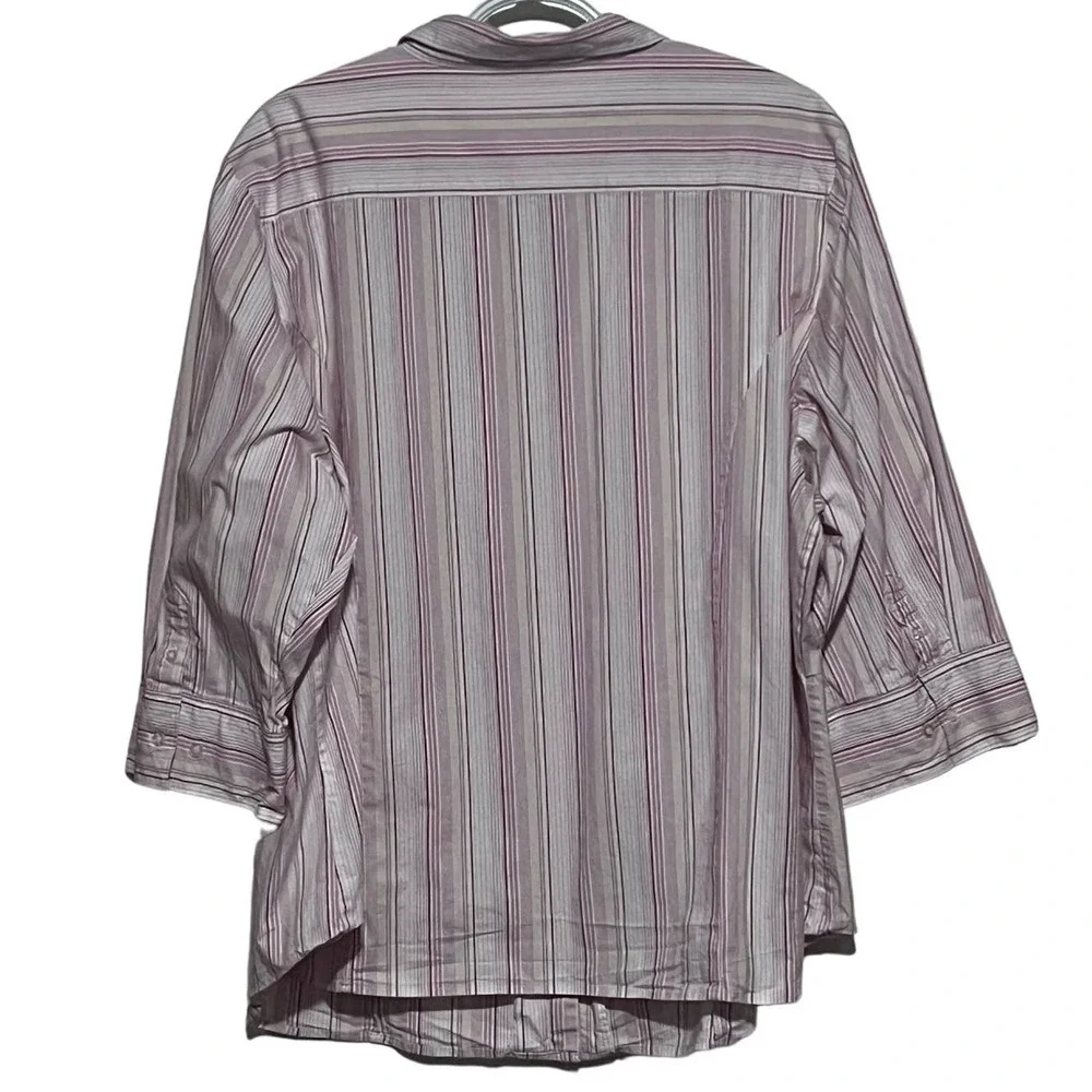 Lee Riders Instantly Slims You‎ Women's Pink White Striped Button Blouse Size 4X - Picture 2 of 5